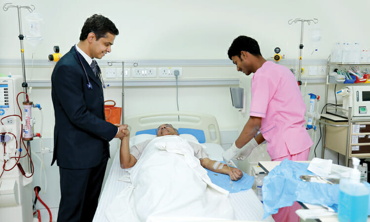 patient undergoing online hemodiafiltration in bangalore, india